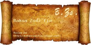 Baksa Zsófia névjegykártya
